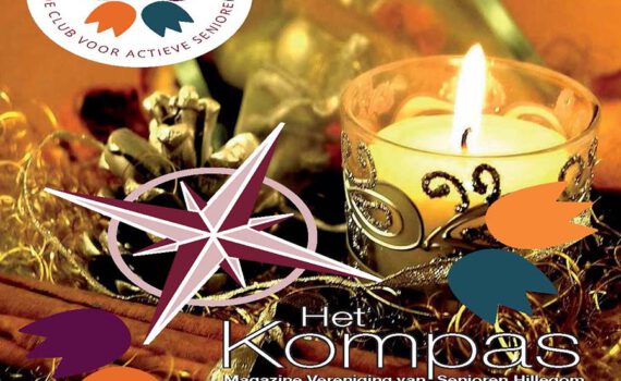 Cover van Het Kompas, december nummer 2025. Met foto van sfeervol kerstlichtje in groen.